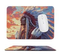 Mouse Mat 240 x 200mm, Gaming Mouse Pad Native Americans Small Mousepad Portable Non-Slip Base Washable Compact Mousemat, Lycra Surface Keyboard Mats home Office Accessories Office Decor for Wome F928