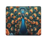 Mouse Mat 250 x 200mm, Gaming Mouse Pad Beautiful Peacock Small Mousepad Portable Non-Slip Base Washable Compact Mousemat, Keyboard Mats home Office Accessories Office Decor for Wome F-577