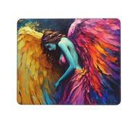 Mouse Mat 250 x 200mm, Gaming Mouse Pad Color Angel Small Mousepad Portable Non-Slip Base Washable Compact Mousemat, Lycra Surface Keyboard Mats home Office Accessories Office Decor for Wome F-93