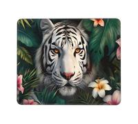Mouse Mat 250 x 200mm, Gaming Mouse Pad Jungle White Tiger Small Mousepad Portable Non-Slip Base Washable Compact Mousemat, Keyboard Mats home Office Accessories Office Decor for Wome F-161