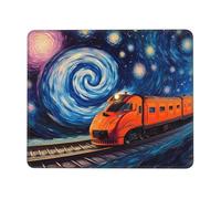 Mouse Mat 250 x 200mm, Gaming Mouse Pad Van Gogh Train Small Mousepad Portable Non-Slip Base Washable Compact Mousemat, Lycra Surface Keyboard Mats home Office Accessories Office Decor for Wome F-245