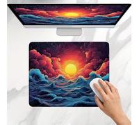 Mouse Mat 250x200x3mm, Gaming Mouse Pad, Non-Slip Rubber Base, Soft Smooth Surface, Fast and Accurate Control, Small and Portable, Durable Stitched Edges Mousepad Home Office Sunset Waves j0j-435