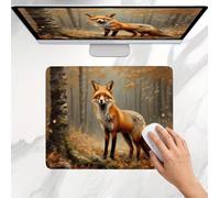 Mouse Mat 250x200x3mm, Gaming Mouse Pad, Non-Slip Rubber Base, Soft Smooth Surface, Fast and Accurate Control, Small and Portable, Durable Stitched Edges Mousepad for Home Office Forest Fox j0j-335