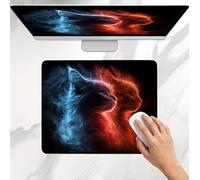 Mouse Mat 250x200x3mm, Gaming Mouse Pad, Non-Slip Rubber Base, Soft Smooth Surface, Fast and Accurate Control, Small and Portable, Durable Stitched Edges Mousepad Home Office Black Cat(4) j0j-208