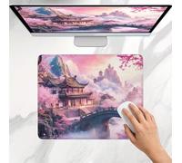 Mouse Mat 250x200x3mm, Gaming Mouse Pad, Non-Slip Rubber Base, Soft Smooth Surface, Fast and Accurate Control, Small and Portable, Durable Stitched Edges Mousepad for Home Office Pink Palace j0j-7