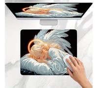 Mouse Mat 250x200x3mm, Gaming Mouse Pad, Non-Slip Rubber Base, Soft Smooth Surface, Fast and Accurate Control, Small and Portable, Durable Stitched Edges Mousepad for Home Office White Angel j0j-15
