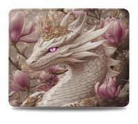Mouse Mat 260 x 210 x 3 mm Gaming Mouse Pad, Non-Slip Rubber Base, Waterproof Surface Mousepad, Stitched Edges, Compatible with Laser and Optical Mice, Dragon Desk Mat, Gifts for Man Magnolia 0d-641