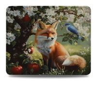 Mouse Mat 260 x 210 x 3 mm Gaming Mouse Pad, Non-Slip Rubber Base, Waterproof Surface Mousepad, Stitched Edges, Compatible with Laser and Optical Mice, Fox Desk Mat for Office and Home, Bird 0d-344