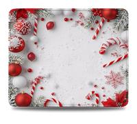 Mouse Mat 260 x 210 x 3 mm Gaming Mouse Pad, Non-Slip Rubber Base, Waterproof Surface Mousepad, Stitched Edges, Compatible with Laser and Optical Mice, Christmas Desk Mat, Gifts for Man White 0d-888