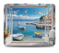 Mouse Mat 260 x 210 x 3 mm Gaming Mouse Pad, Non-Slip Rubber Base, Waterproof Surface Mousepad, Stitched Edges, Compatible with Laser and Optical Mice, Boat Desk Mat, Gifts for Man Beach (2) 0d-121