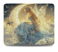 Mouse Mat 260 x 210 x 3 mm Gaming Mouse Pad, Non-Slip Rubber Base, Waterproof Surface Mousepad, Stitched Edges, Compatible with Laser and Optical Mice, Moon Desk Mat, Gifts for Man Beauty 0d-975