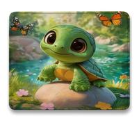 Mouse Mat 260 x 210 x 3mm, Gaming Mouse Pad Green, Optimised for Gaming Sensors, Moderate Surface Friction, Improved Precision and Speed, Mousepad with Stitched Edge for PC, Laptop, Turtle c0-620