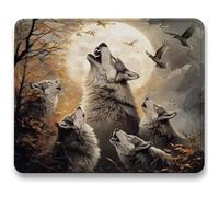 Mouse Mat 260 x 210 x 3mm, Gaming Mouse Pad Retro, Optimised for Gaming Sensors, Moderate Surface Friction, Improved Precision and Speed, Mousepad with Stitched Edge for Computers, Laptop, Wolf c0-252