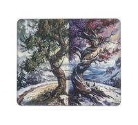 Mouse Mat 270 x 220mm, Gaming Mouse Pad Four Seasons Tree Small Mousepad Portable Non-Slip Base Washable Compact Mousemat, Keyboard Mats home Office Accessories Office Decor for Wome F-862