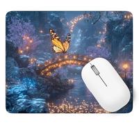 Mouse Mat 290 x 240 x 3 mm Gaming Mouse Pad Butterfly Keyboard Mat Waterproof with Non-Slip Rubber Base, Mousemat with Stitched Edges, Dream Mousepad for Christmas Decor, Laptop, Office, Home p1j-445