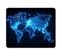 mouse mat 290 x 240 x 3 mm Gaming Mouse Pad with Non-Slip Rubber Base and Smooth Surface, Portable, Compatible with Laser and Optical Mice, Mouse Pad for Home Office Work, Blue & World Map XS#835