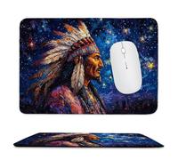 Mouse Mat 290 x 240mm, Gaming Mouse Pad Starry Sky Native Americans Small Mousepad Portable Non-Slip Base Washable Compact Mousemat, Lycra Surface Keyboard Mats home Office Accessories Decor F-898