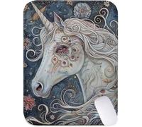 Mouse Mat 29x24 cm Small Desk Mat Beige Gaming Mouse Pad, Waterproof Washable Surface, Portable, Stitched Edges Mousepad, Desk Pad with Non-Slip Rubber Base, Office Accessories, Gifts (Unicorn) J2-996