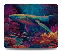 Mouse Mat 300 x 250 x 3 mm Gaming Mouse Pad, Non-Slip Rubber Base, Waterproof Surface Mousepad, Stitched Edges, Compatible with Laser and Optical Mice, Color Desk Mat, Gifts for Man Whale 0d-55