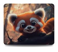 Mouse Mat 300 x 250 x 3 mm Gaming Mouse Pad, Non-Slip Rubber Base, Waterproof Surface Mousepad, Stitched Edges, Compatible with Laser and Optical Mice, Red Bear Desk Mat, Gifts for Man Forest 0d-338