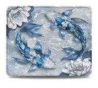 Mouse Mat 300 x 250 x 3 mm Gaming Mouse Pad, Non-Slip Rubber Base, Waterproof Surface Mousepad, Stitched Edges, Compatible with Laser and Optical Mice, Lotus Desk Mat for Office and Home, Koi 0d-634