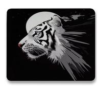Mouse Mat 300 x 250 x 3mm, Gaming Mouse Pad Black, Optimised for Gaming Sensors, Moderate Surface Friction, Improved Precision and Speed, Mousepad with Stitched Edge for PC, Laptop, Tiger c0-345