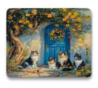 Mouse Mat 300 x 250 x 3mm, Gaming Mouse Pad Cat, Optimised for Gaming Sensors, Moderate Surface Friction, Improved Precision and Speed, Non-Slip Mousepad for Computers, Laptop, Flower (3) c0-637