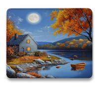 Mouse Mat 300 x 250 x 3mm, Gaming Mouse Pad Moon, Optimised for Gaming Sensors, Moderate Surface Friction, Improved Precision and Speed, Mousepad with Stitched Edge for PC, Laptop, Cabin(3) c0-799