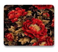 Mouse Mat 300 x 250 x 3mm, Gaming Mouse Pad Red, Optimised for Gaming Sensors, Moderate Surface Friction, Improved Precision and Speed, Non-Slip Mousepad for Computers, Laptop, Flower (2) c0-371