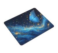 Mouse Mat 300 x 250mm, Gaming Mouse Pad Butterfly Starry Sky Small Mousepad Portable Non-Slip Base Washable Compact Mousemat, Keyboard Mats home Office Accessories Office Decor for Wome F-347