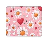 Mouse Mat 300 x 250mm, Gaming Mouse Pad Daisy Small Mousepad Portable Non-Slip Base Washable Compact Mousemat, Lycra Surface Keyboard Mats home Office Accessories Office Decor for Wome F-143