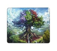 Mouse Mat 300 x 250mm, Gaming Mouse Pad Four Seasons Tree Small Mousepad Portable Non-Slip Base Washable Compact Mousemat, Keyboard Mats home Office Accessories Office Decor for Wome F-863