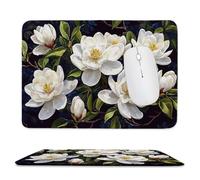 Mouse Mat 300 x 250mm, Gaming Mouse Pad Magnolia Small Mousepad Portable Non-Slip Base Washable Compact Mousemat, Lycra Surface Keyboard Mats home Office Accessories Office Decor for Wome F-959