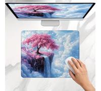 Mouse Mat 300x250x3mm, Gaming Mouse Pad, Non-Slip Rubber Base, Soft Smooth Surface, Fast and Accurate Control, Small and Portable, Durable Stitched Edges Mousepad for Home Office Pink Fall j0j-66