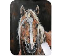 Mouse Mat 30x25 cm Small Desk Mat Brown Gaming Mouse Pad, Waterproof Washable Surface, Portable, Stitched Edges Mousepad, Desk Pad with Non-Slip Rubber Base, Office Accessories, Gifts (Horse) J2-938