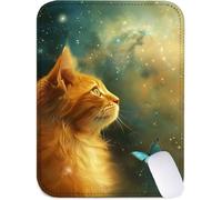 Mouse Mat 30x25 cm Small Desk Mat Orange Gaming Mouse Pad, Waterproof Washable Surface, Portable, Stitched Edges Mousepad, Desk Pad with Non-Slip Rubber Base, Office Accessories, Gifts (Cat) J2-722