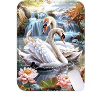 Mouse Mat 30x25 cm Small Desk Mat Swan Gaming Mouse Pad, Waterproof Washable Surface, Portable, Stitched Edges Mousepad, Desk Pad with Non-Slip Rubber Base, Office Accessories, Gifts (Animal) J2-918