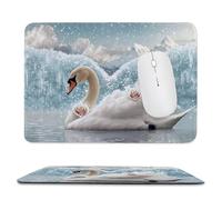 Mouse Mat 320 x 260mm, Gaming Mouse Pad White Swan Small Mousepad Portable Non-Slip Base Washable Compact Mousemat, Lycra Surface Keyboard Mats home Office Accessories Office Decor for Wome F-22