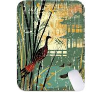 Mouse Mat 32x26 cm Small Desk Mat Green Gaming Mouse Pad, Waterproof Washable Surface, Portable, Stitched Edges Mousepad, Desk Pad with Non-Slip Rubber Base, Office Accessories, Gifts (Bird) J2-406