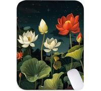 Mouse Mat 32x26 cm Small Desk Mat Green Gaming Mouse Pad, Waterproof Washable Surface, Portable, Stitched Edges Mousepad, Desk Pad with Non-Slip Rubber Base, Office Accessories (Lotus Leaf) J2-460