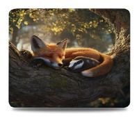 Mouse Mat 340 x 280 x 3 mm Gaming Mouse Pad, Non-Slip Rubber Base, Waterproof Surface Mousepad, Stitched Edges, Compatible with Laser and Optical Mice, Fox Desk Mat, Gifts for Man Animal 0d-341