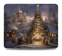 Mouse Mat 340 x 280 x 3 mm Gaming Mouse Pad, Non-Slip Rubber Base, Waterproof Surface Mousepad, Stitched Edges, Compatible with Laser and Optical Mice, Christmas Desk Mat, Gifts for Man Snow(2) 0d-891
