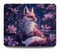 Mouse Mat 340 x 280 x 3 mm Gaming Mouse Pad, Non-Slip Rubber Base, Waterproof Surface Mousepad, Stitched Edges, Compatible with Laser and Optical Mice, Fox Desk Mat for Office and Home, Cute 0d-343