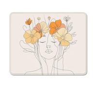 mouse mat 340 x 280 x 3 mm Gaming Mouse Pad with Non-Slip Rubber Base and Smooth Surface, Portable, Compatible with Laser and Optical Mice, Mouse Pad for Home Office Work, Woman & Flower XS#929