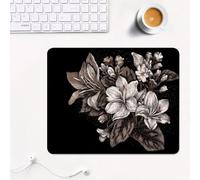 mouse mat 340 x 280 x 3 mm Gaming Mouse Pad with Non-Slip Rubber Base and Smooth Surface, Portable, Compatible with Laser and Optical Mice, Mouse Pad for Home Office Work, Flower & Retro XS#723