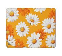 mouse mat 340 x 280 x 3 mm Gaming Mouse Pad with Non-Slip Rubber Base and Smooth Surface, Portable, Compatible with Laser and Optical Mice, Mouse Pad for Home Office Work, Orange & Daisy XS#547