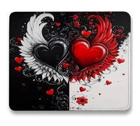 Mouse Mat 340 x 280 x 3mm, Gaming Mouse Pad Black And White, Optimised for Gaming Sensors, Moderate Surface Friction, Improved Precision and Speed, Non-Slip Mousepad for Computers, Laptop, Love c0-272