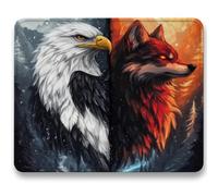 Mouse Mat 340 x 280 x 3mm, Gaming Mouse Pad Eagle, Optimised for Gaming Sensors, Moderate Surface Friction, Improved Precision and Speed, Mousepad with Stitched Edge for Computers, Laptop, Wolf c0-590