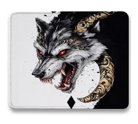 Mouse Mat 340 x 280 x 3mm, Gaming Mouse Pad White, Optimised for Gaming Sensors, Moderate Surface Friction, Improved Precision and Speed, Mousepad with Stitched Edge for Computers, Laptop, Wolf c0-43