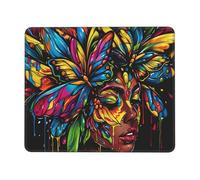 Mouse Mat 340 x 280mm, Gaming Mouse Pad Butterfly Woman Small Mousepad Portable Non-Slip Base Washable Compact Mousemat, Lycra Surface Keyboard Mats home Office Accessories Office Decor for Wome F344